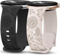 NEW Wearlizer 2 Pack Floral Engraved Band For Google Pixel Watch 2/ Google Pixel watch Silicone sport Straps for Pixel Watch 2. 