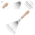 Garden Rake Wood Handle 9 Tooth Garden Hand Rake Garden Small Leaf Rake Metal Yard Rake for Flower. 
