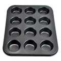 Muffin  tray  Baking pan Cup Cake Baking Tray  12 Cup Muffin Tin, Carbon Steel Muffin Tray Cupcake Baking Tray for Muffins, Cupcakes and Pudding Baking, Black. 