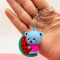 Cute Animal Keychains Novelty Keychains Gifts PVC Soft Rubber Keychain Watermelon Cartoon Animal Keychains Bear. 