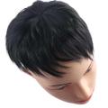 Handsome Invisible High quality Hair-Loss Nightclub Bar Wig For Young Men Balding High Hair Line Fluffy Straight Bangs Synthetic Hairpiece Male Natural Toupee Black Short Wig. 