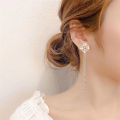 1Pair Fashion Korean Style Long Dangle Earrings For Women Shiny Flower Tassel Drop Earring Vintage Gold Color Jewelry. 