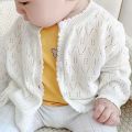 Summer New Child Air Conditioner Cardigan Thin Baby Summer Wear Baby Knitted Hollow Long Sleeve Sweater. 