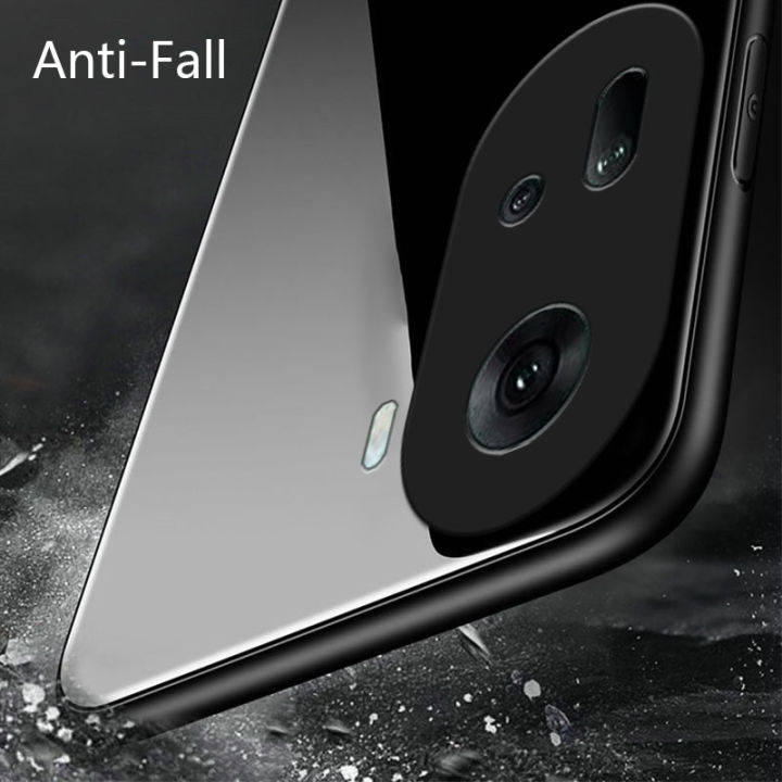 Biruiqu%20For%20OPPO%20Reno%2011%205G%20Shockproof%20Tempered%20Glass%20Back%20Soft%20Silicone%20Edge%20Black%20Case%20Cover%20Casing%20-%20Image%203
