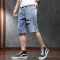 Ripped Denim Shorts for Men 2024 New Fashion Brand Pants Summer Loose Men's Fifth Pants Summer Thin. 