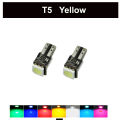 T5 5050 1 SMD LED 12V 1.5W Yellow Wedge Super Bright Chip Car LED Light Bulb Hood Dashboard Parking Signal LED A-1-61-30 L. 