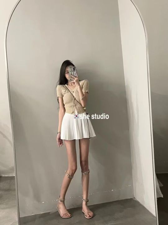 2023Summer%20New%20Korean%20Style%20Fashion%20Single-Breasted%20Pure%20Desire%20Style%20Knitted%20Top%20Women's%20Sweet%20High%20Waist%20Pleated%20Skirt%20Suit%20-%20Image%207