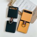Ring Case For Samsung Galaxy Z Flip Cover Caon Fiber Lychee Pattern Finger Ring Buckle Holder Hard PC Shell For ZFlip Fashion. 