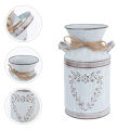 Vintage Tin Bucket Fashionable Iron Flower Vase Retro Metal Jugs for Home Office Party Festival Decoration Wrought Country Style. 