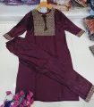 Women Girls Embroidery Work Kurti Long Sleeve Shalwar Set Top New Arrivals. 