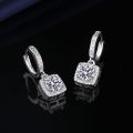 Live Hot Selling Fashion Popular Princess Square Bag 1 Karat Imitation Moissanite Silver Earrings Women's Zircon Ear Buckle Earrings. 