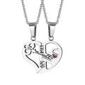 Key Spliceable Couple Pendant Necklace Stainless Steel Love Valentine's Day Gift Jewelry. 