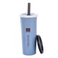 HOMETREE 450ml Water Cup With Straw Cola Coffee Cups Wheat Straw Plastic Hehy Drink Bottle Multi-Functional Bouble Lid H177. 