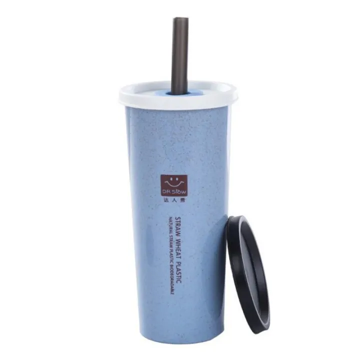 HOMETREE%20450ml%20Water%20Cup%20With%20Straw%20Cola%20Coffee%20Cups%20Wheat%20Straw%20Plastic%20Hehy%20Drink%20Bottle%20Multi-Functional%20Bouble%20Lid%20H177%20-%20Image%207