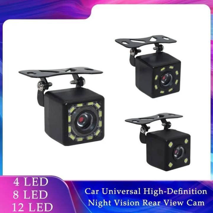 Car Universal 12LED High Definition Night Vision Reversing 8LED Rear View Camera Monitoring CCD Chip 4LED Lights