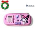 Cute Kuromi Pink & Unicorn Hard-Shell Pencil Case with Built-in Calculator. 