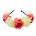 Fashion Women Bride Flowers Headband Mexican Style Rose Flower Crown Hairband Ladies Elastic Beach Hair Accessories Headband. 