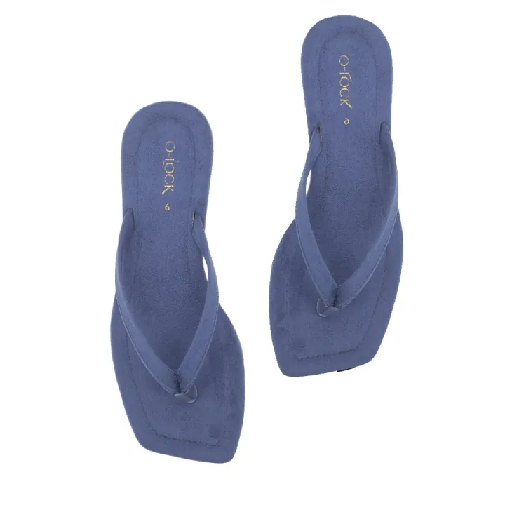 High-Quality Women's Velvet Flat Shoes – Comfortable Slip-On Shoes in Navy Blue for Everyday Wear