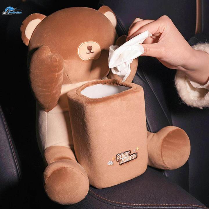 2-in-1 Plüsch Bär Taschentuchbox & Mülleimer Fürs Auto – Niedlicher Auto-Organizer 25x22x28cm