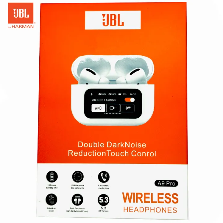 2024 Newest Design JBL A9 Pro Color LED Touch Screen Noise Cancelling BT Long Battery Life ENC Earbuds with Waterproof Wireless AirPods