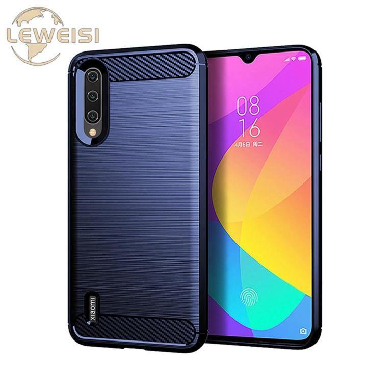 Leweisi Carbon Fiber Bumper Phone Case For Xiaomi CC9 / A3 Lite / Mi 9 Lite Back Cover Coque Shockproof Protective