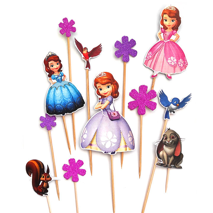12Pcs Sofia Cake Toppers Cartoon Cup Cake Decoration Cake Topper | Daraz.lk