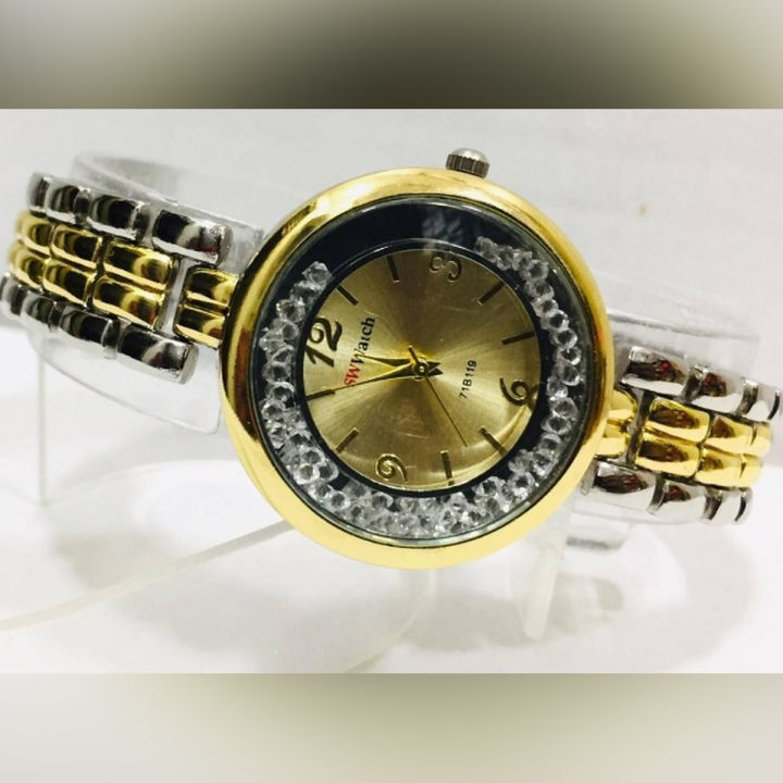 SW Ladies women luxury gold silver mixed two tone chain fashion wear Watch