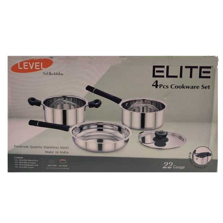 Elite Induction Support Stainless Steel 4 Pcs Cookware Set