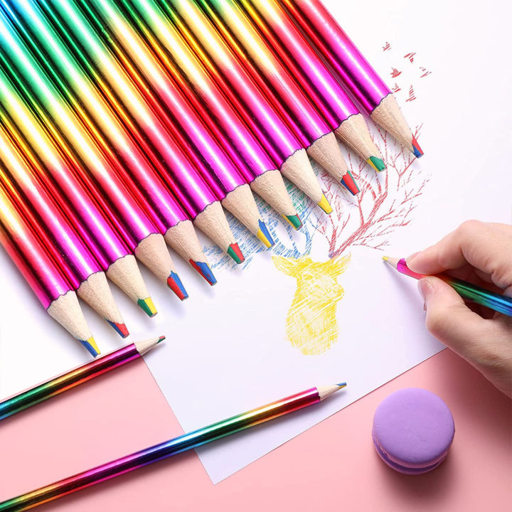 6Pcs/Set%20Cute%204%20Color%20Rainbow%20Pencil%20For%20Student%20Children's%20Painting%20Graffiti%20Drawing%20Gift%20Art%20School%20Supplies%20-%20Image%202