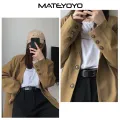 MATEYOYO Fashion Women Belts Retro Belt Elegant Slim Belt Cow Leather Belt Adjustable Girls Ladies Long Straps Waistbands Dress Coat Alloy Buckle Letter Buckle Leisure Belt. 