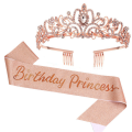 1Set Birthday Girl Tiara Crown Princess Crown with Birthday Sash Metal Birthday Girl Headband for Women Happy Birthday Party Supplies. 