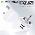 AULEX 2.4A 2USB UK Charger UK-06 fast charger. 