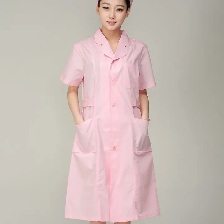 Qiaohushi%20Female%20Nurses'%20Uniform%20Short-Sleeved%20Summer%20Clothes%20up%20and%20down%20round%20Unlined%20Long%20Gown%20Shop%20Beauty%20Salon%20Nursing%20Home%20Nurse%20Work%20Clothes%20-%20Image%205