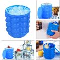 Ice Genie New & Improved- The Original Ice Cube Maker, Now Larger Cubes, Silicone Bucket With Lid, Use Indoors/Outdoors, Bottled Beverage Cooler As Seen on TV. 
