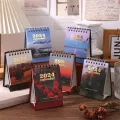 Desktop Mini Calendar Clock-in Calendar Book Scenery-themed Decoration Student Self-disciplined Calendar. 