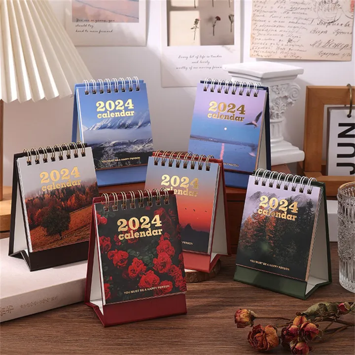 Desktop Mini Calendar Clock-in Calendar Book Scenery-themed Decoration Student Self-disciplined Calendar