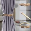 Trexee 2 Pcs Gold Leaf Curtain Tiebacks Aluminium Alloy Adjustable Spring Design Curtain Holdback Curtain Ties for Drapes Curtain Holder Carving Design Curtain Holdback Curtain Hook NUZ. 