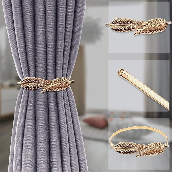 Trexee%202%20Pcs%20Gold%20Leaf%20Curtain%20Tiebacks%20Aluminium%20Alloy%20Adjustable%20Spring%20Design%20Curtain%20Holdback%20Curtain%20Ties%20for%20Drapes%20Curtain%20Holder%20Carving%20Design%20Curtain%20Holdback%20Curtain%20Hook%20NUZ%20-%20Image%202