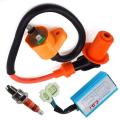 High Performance Racing Ignition Coil 6 Pin CDI 3 Electrode Spark Plug for GY6 50Cc 150Cc 125Cc ATV Moped Scooter Parts. 