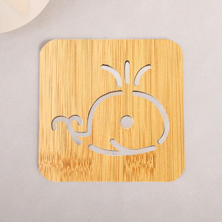 【Miga Plaza】9*9CM Wooden Cartoon Insulation Anti-heat Pad Table Mat Non-slip Pot Mat Creative Cute Bowl Tea Coaster Placemat