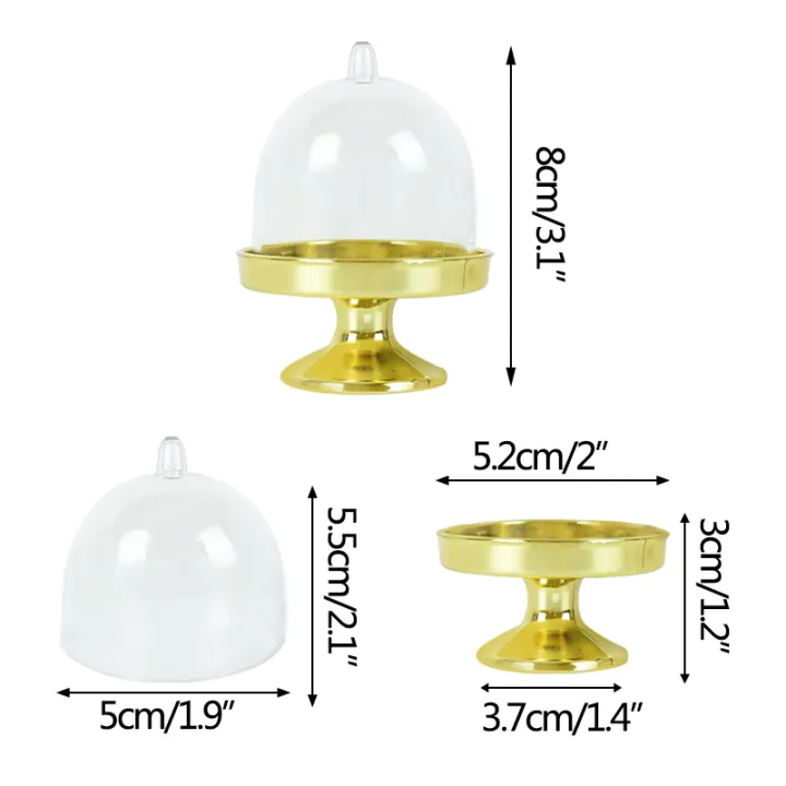 Cake%20Plate%20With%20Dome%20Cover%20Gold%20Silver%204/8%20Pieces%20Clear%20Plastic%20Mini%20Cake%20Box%20Dome%20Box%20Wedding%20Birthday%20Box%20-%20Image%208