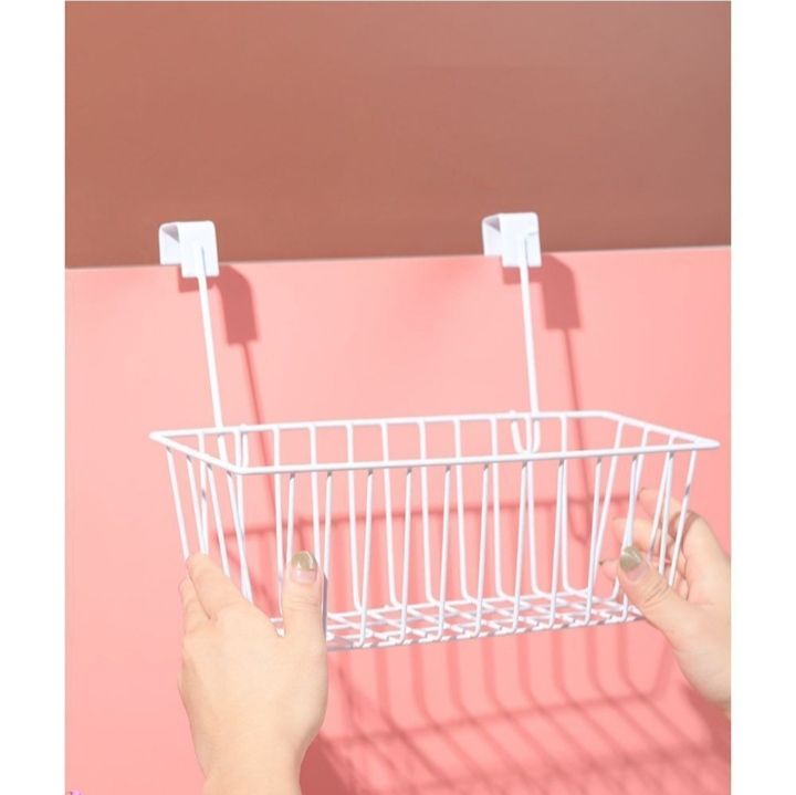Metal%20White%20Rust%20Resistant%20Hanging%20Basket%20Grid%20Storage%20Baskets%20with%20Hooks%20,%20Over%20Door%20Hanging%20Basket,%20Hanging%20Cabinet%20Storage%20Organizer%20for%20Bathroom%20and%20kitchen%20-%20Image%204