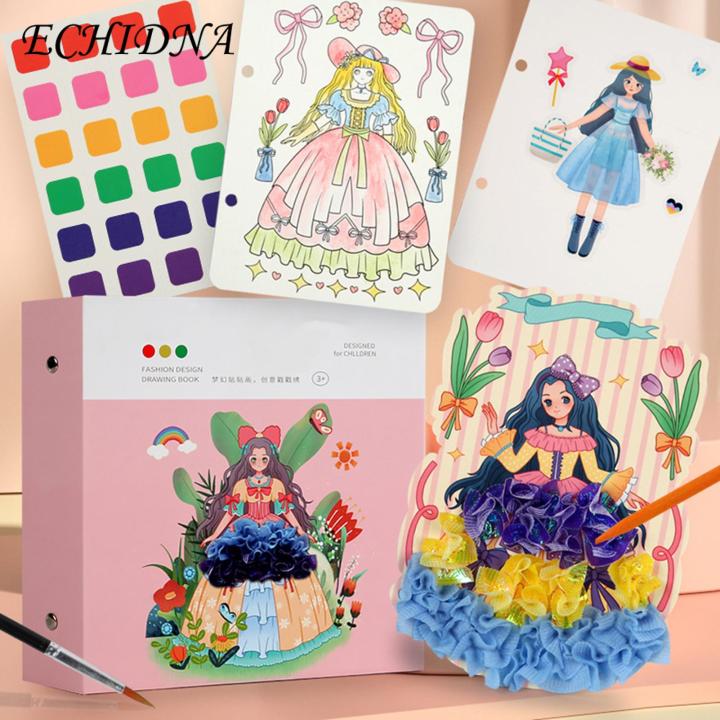 Set Girls Drawing Craft Kit with Stickers Pen Princess Dress-up