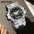 SANDA brand fashionable business sports timer waterproof digital quartz men's watch. 