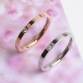 2mm Simple Titanium Steel Couple Rings Womens Wedding Band with Single Rhinestone US Size 4 5 6 7 8 9 10. 