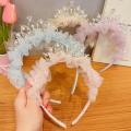 New Cute Crown Cat Rabbit Ear Headband Baby Girl Pink Lace Headband Korean Children's Princess Children's Hair Accessories. 