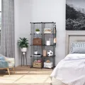 Wire Cube Storage, 8-Cube Organizer Metal C Grids Storage, Storage Bins Shelving, Modular Book Shelf, DIY Closet Cabinet Ideal for Living Room, Home, Office 24.8" L x 12.4" W x 48.4" H Black. 