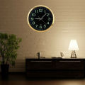 12 Inch Round Large Luminous Wall Clock Glow in the Dark Non-Ticking Indoor Decor -Golden. 