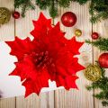 【World Supermarket 2021】20CM Christmas Decoration Maple Leaf Flower Head Tree Ornaments Red Flower Decoration. 