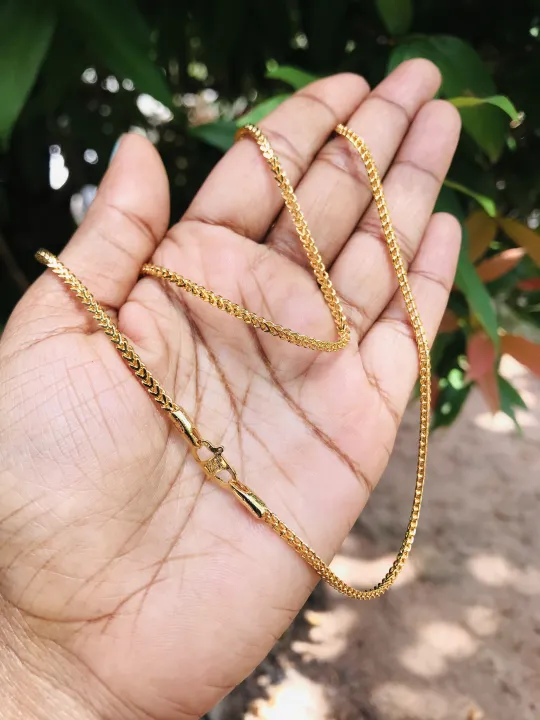Gold plated 18/24 inch 2.5mm fox chain for men and women | Daraz.lk